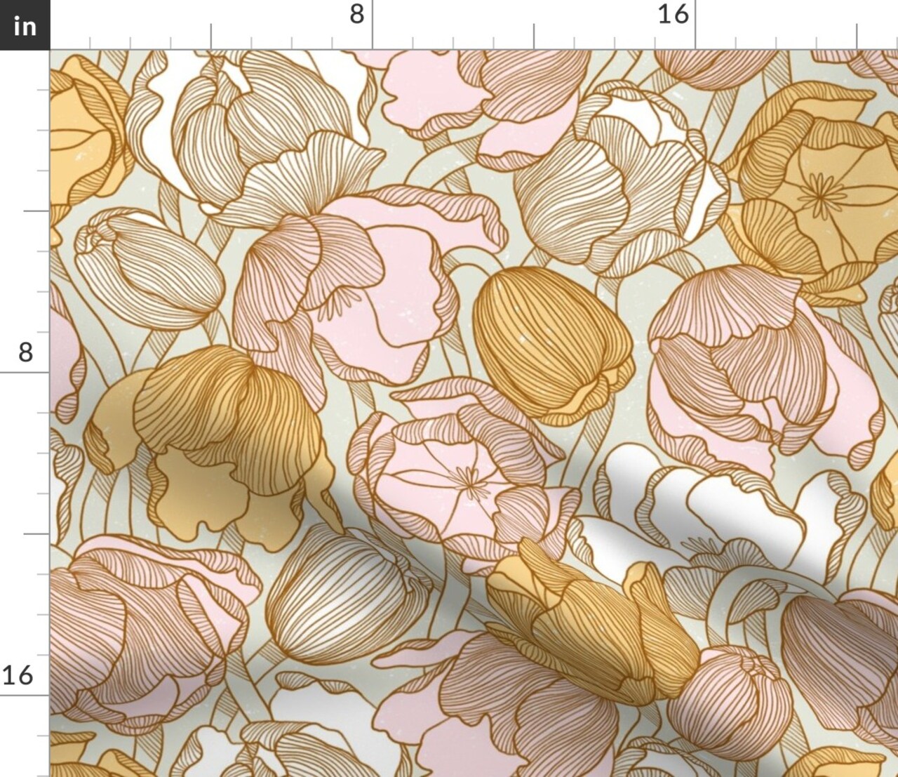 Tulip Floral Modern Botanical Garden Bloom Meadow Wildflower Pink Yellow Mint Spring Pastel Custom Printed Fabric by Spoonflower Various Fabrics by the Yard or Fat Quarter